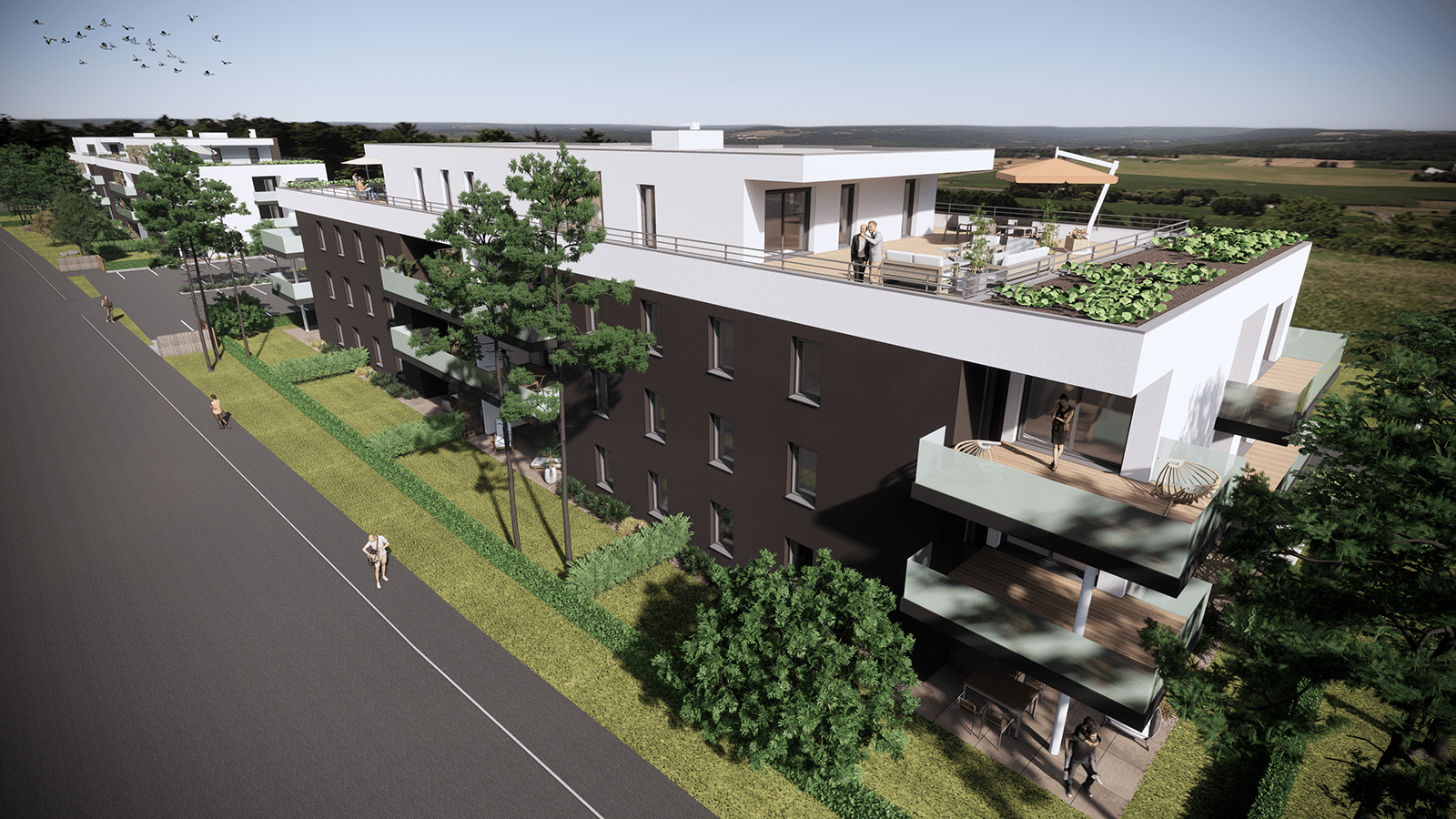 Découvrez L'Escale, une résidence qui propose des appartements neufs du F2 au F5 en attique au cœur de Blotzheim (68730).